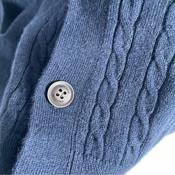 KALLSPIN Wool-Blend Cable Knit Cardigan – Navy Blue (Men’s M) - Picture 4 of 12